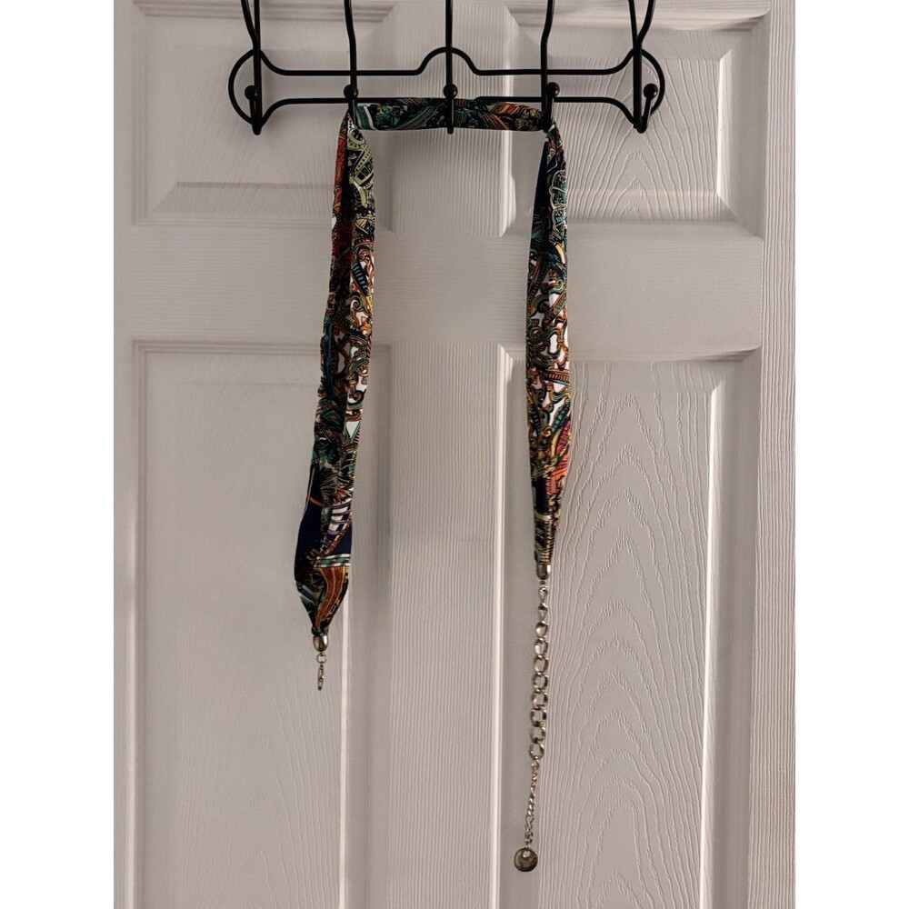 Cara New York Baroque Print Scarf Belt w Chain Retro Y2K